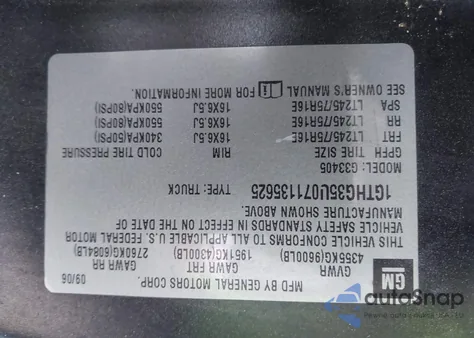 2007 GMC Savana Work Van from USA, damaged, VIN 1GTHG35U071135625